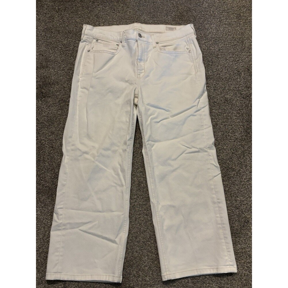 AYR The Easy Easy Jean Womens 33 Off White Straight Leg High Rise Organic Cotton
